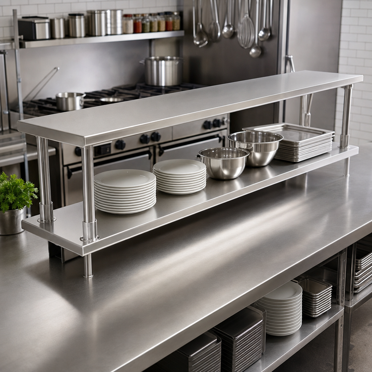 Product image #2 for Eagle Pass-Thru Shelf with Overshelf, 132-Inch W x 18-Inch D, Stainless Steel