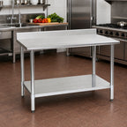 Thumbnail image #2 for Eagle Group Budget Series T2460B-BS 60" x 24" 430 Stainless Steel Work Table with 4-1/2" Backsplash and Adjustable Undershelf