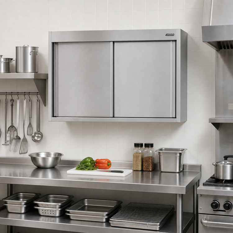 Product image #2 for Eagle Group 36-Inch Wall-Mounted Stainless Steel Cabinet with Sliding Doors