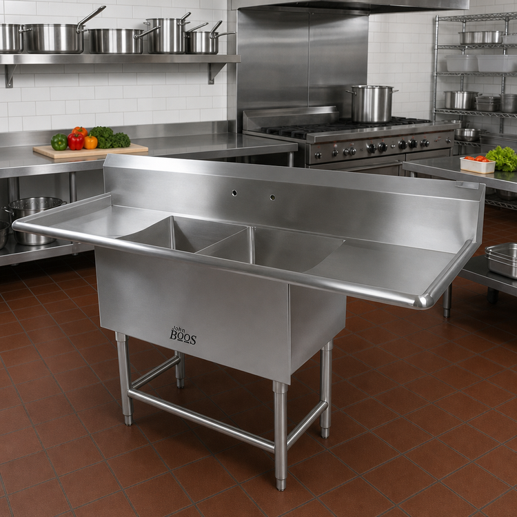 Product image #2 for John Boos Pro-Bowl 2-Compartment Stainless Steel Sink with Dual 24-Inch Drainboards, 18 x 24 x 12 Inch Bowls