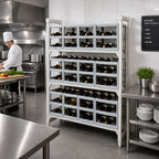 Thumbnail image #2 for Cambro Camshelving® CPUWR144872480 Stationary Plastic Wine Rack, 144-Bottle Capacity, Speckled Gray, 14" x 48" x 72"