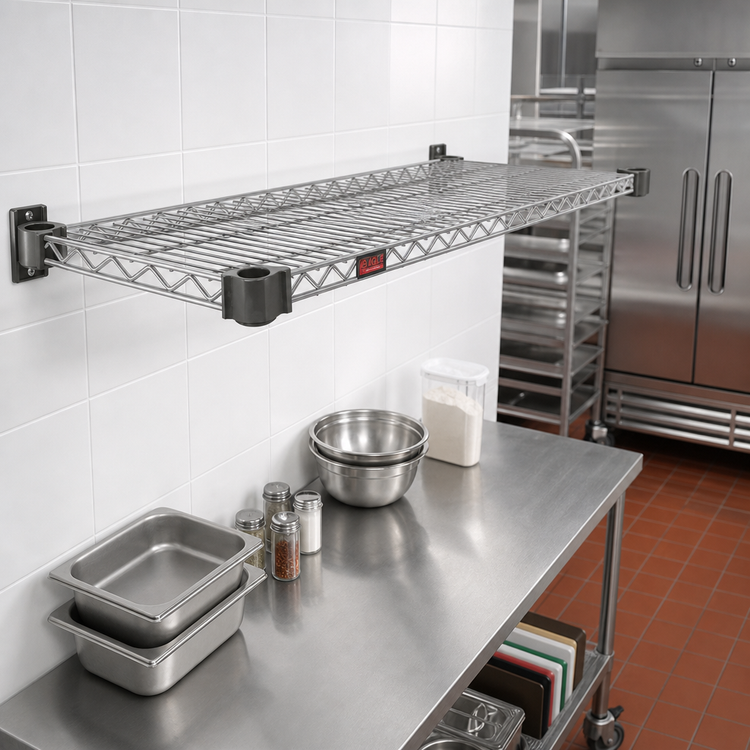Product image #2 for Eagle Valu-Master QA2160V 60-Inch x 21-Inch Quad-Adjust Wire Shelf, Pewter Gray Epoxy