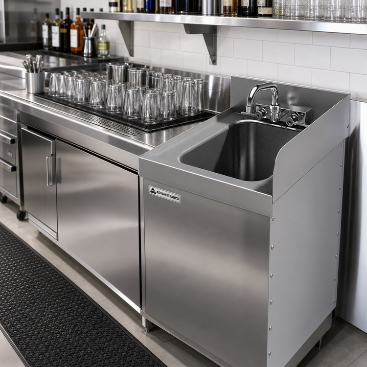 Product image #2 for Advance Tabco Riveted Right Side Splash for 21-Inch Deep Underbar Units