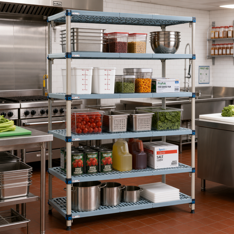 Product image #2 for MetroMax Q 48 Inch W x 21 Inch D x 74 Inch H 5-Shelf Starter Shelving Unit with Polymer Posts