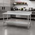 Thumbnail image #2 for Eagle Deluxe Series 48-Inch x 30-Inch 16 Gauge 300 Series Stainless Steel Work Table with 4-1/2-Inch Backsplash and Adjustable Undershelf