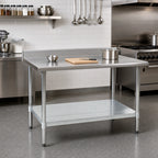 Thumbnail image #2 for Eagle Group Spec-Master T2472E-BS 72-Inch x 24-Inch 14-Gauge Stainless Steel Work Table with 4-1/2-Inch Backsplash and Galvanized Undershelf