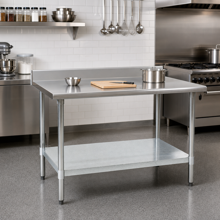 Product image #2 for Spec-Master 72-Inch x 24-Inch Stainless Steel Work Table with 4-1/2-Inch Backsplash and Galvanized Undershelf