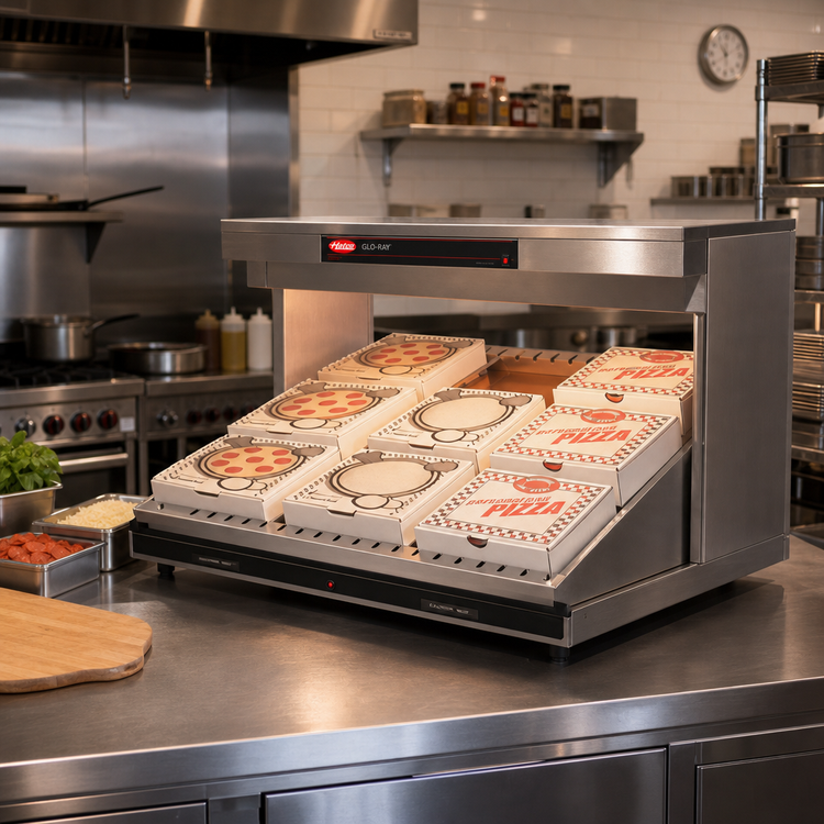 Product image #2 for Hatco Glo-Ray® Countertop Pass-Thru Pizza Warmer with Single Slant Shelf, 24 x 24 Inch