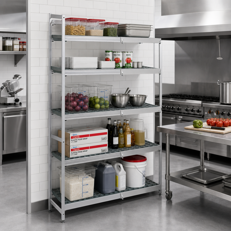 Product image #2 for Fermostock 5-Tier Corner Expansion Polymer Shelving Unit Kit, 83-Inch High x 35-Inch Wide x 22-Inch Deep