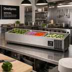 Thumbnail image #2 for Dinex DineXpress DXP3CMSL 3-Pan Mechanically Cooled Mobile Cold Food Counter, Stainless Steel, Enclosed Well