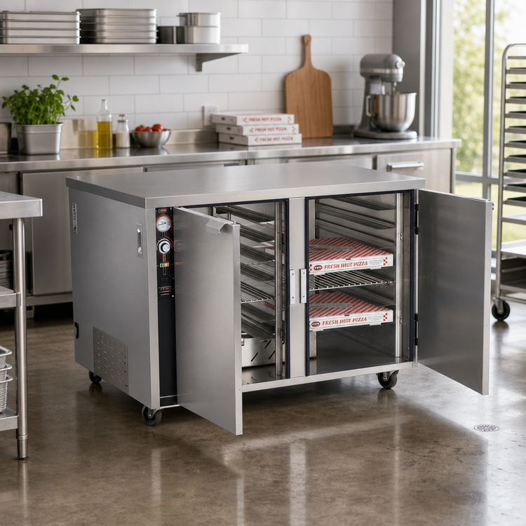 Product image #2 for FWE TS-1633-28 Mobile Undercounter Heated Pizza Holding Cabinet, 28 Pizza Box Capacity