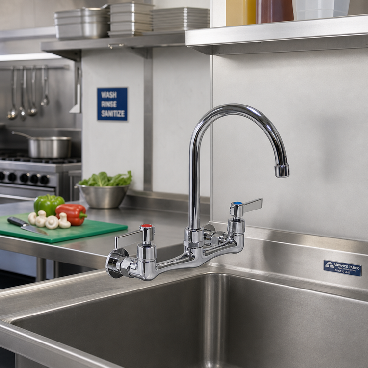 Product image #3 for Advance Tabco K-161 Heavy-Duty Lead-Free 6-Inch Gooseneck Splash Mount Faucet