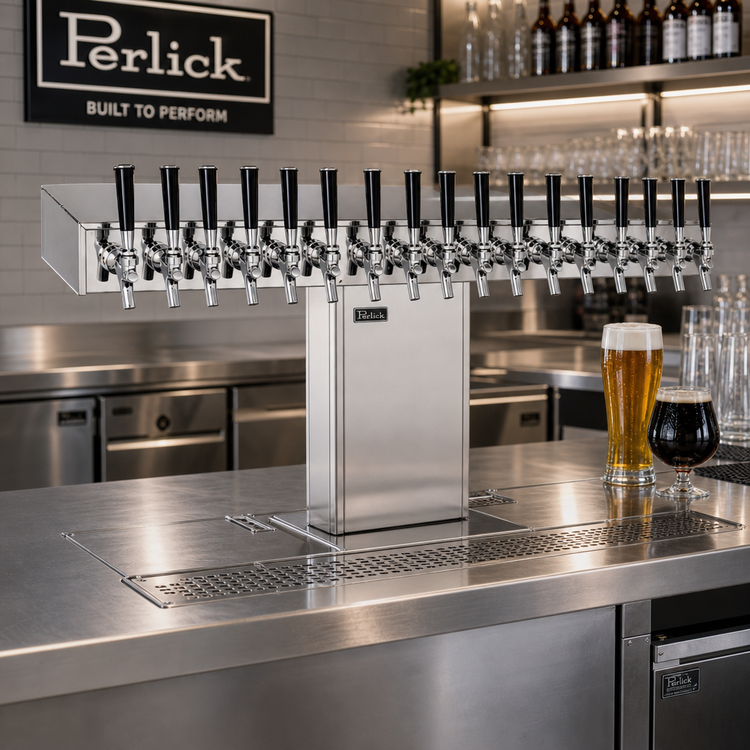 Product image #2 for Perlick 16-Faucet Countertop Glycol-Cooled Stainless Steel Bridge Tee Draft Beer Tower