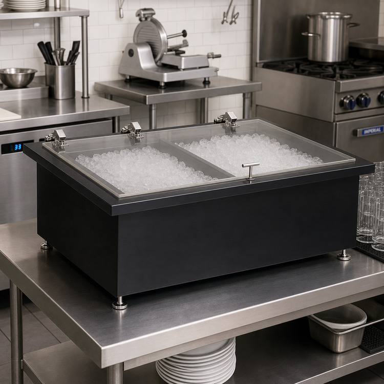 Product image #2 for Portable Insulated Double Ice Well with Clear Acrylic Lid, Black Brushed Finish