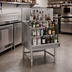 Thumbnail image #2 for Eagle Spec-Bar 30 Inch Wide x 24 Inch Deep Freestanding Liquor Bottle Display Unit, 4-Level Open Step-and-Rail, 304 Stainless Steel