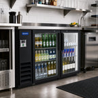 Thumbnail image #2 for Kelvinator Commercial KCHBB60G 61-Inch Two-Door Glass Back Bar Cooler, Black Exterior, Stainless Steel Top