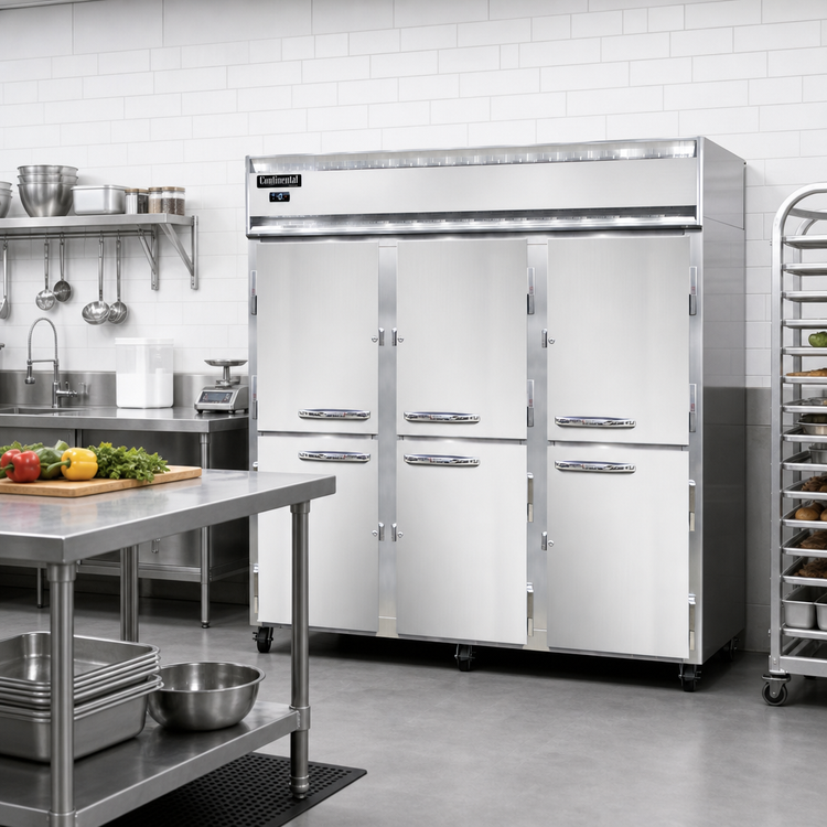 Product image #2 for Continental Refrigerator 3FNHD Three-Section Standard Depth Reach-In Freezer with Half-Height Solid Doors