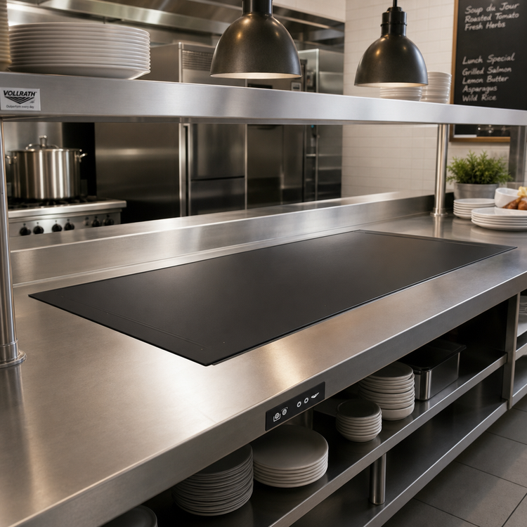 Product image #2 for Vollrath Flush Mount Drop-In Heated Warming Shelf, 74 Inch, Dual Zone, Black Aluminum Hardcoat, 120V