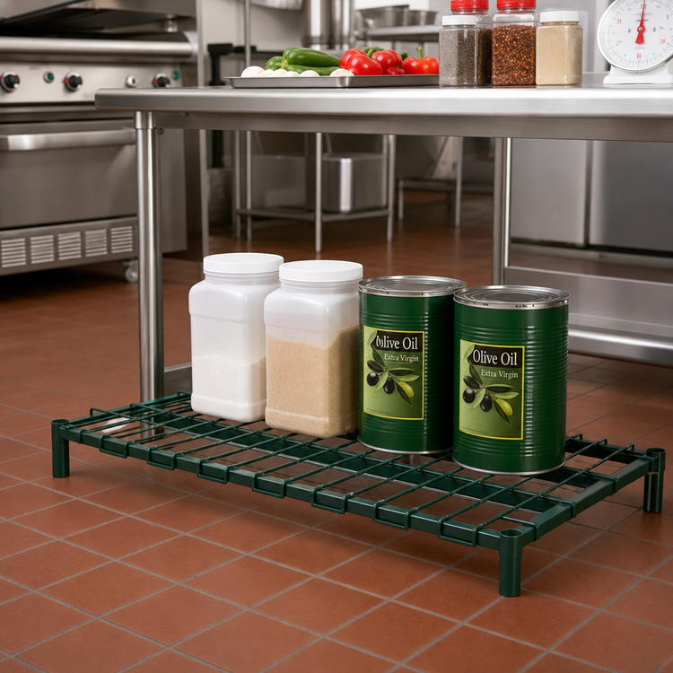 Product image #2 for Metro Super Erecta 30"W x 24"D Dunnage Shelf with Lift-Off Wire Deck and Metroseal 3 Epoxy-Coated Green Finish