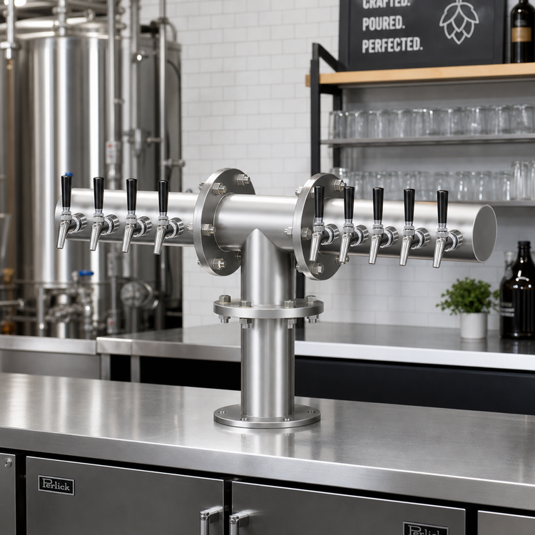 Product image #2 for Perlick 4061-12 T-Shape Countertop Glycol-Cooled Brew Pipe Tower for 12 Faucets