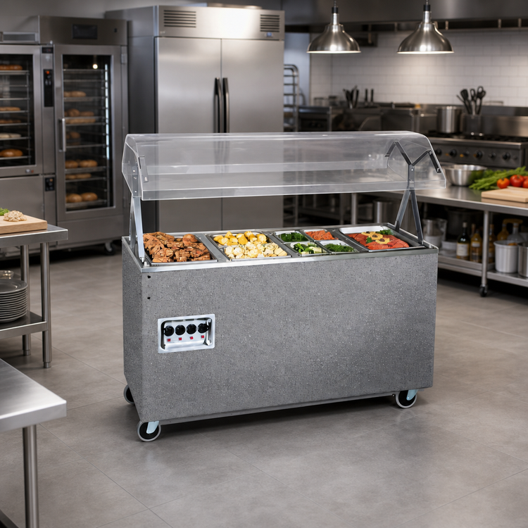 Product image #2 for Vollrath 2-Series Affordable Portable 4-Well Mobile Hot Food Station with Buffet Breath Guard and Lights
