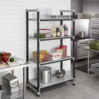Thumbnail image #2 for Cambro Camshelving® Elements EXU244872VS4480 4-Tier Stationary Polymer Shelving Starter Unit, 48"W x 24"D x 72"H, 3 Vented/1 Solid, Gray