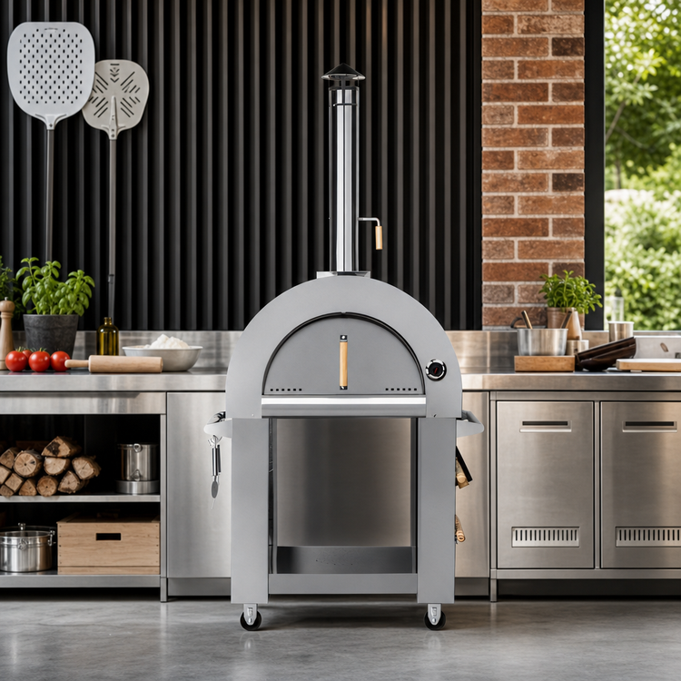 Product image #3 for KoolMore Residential Outdoor Wood-Fired Pizza Oven, 32 Inch Wide, Stainless Steel
