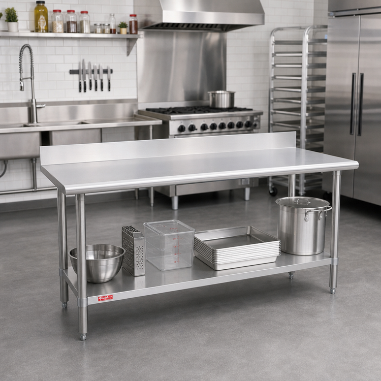 Product image #2 for Duke Stainless Steel Work Table with 5-Inch Riser and Undershelf, 48 x 30 Inches