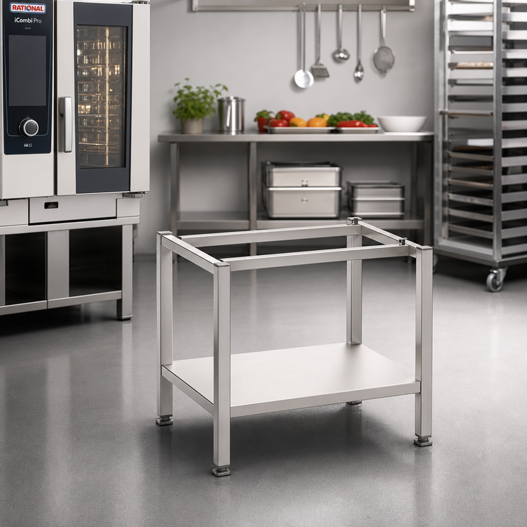 Product image #2 for RATIONAL Combi-Duo XS Stationary Oven Stand for XS on XS, Stainless Steel Open Base