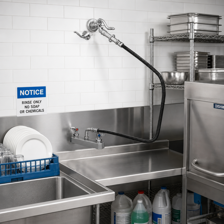 Product image #2 for T&S Brass Workboard Mixing Faucet with 68-Inch Hose and 1.15 GPM Angled Spray Valve