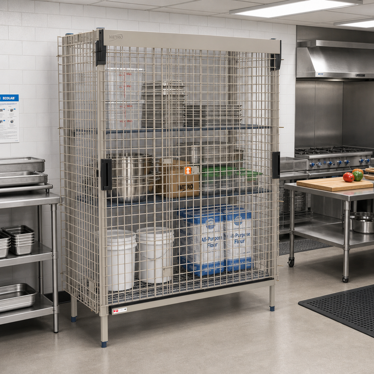 Product image #2 for MetroMax Stationary Security Cage with Sliding Doors, 24 x 48 Shelf Capacity