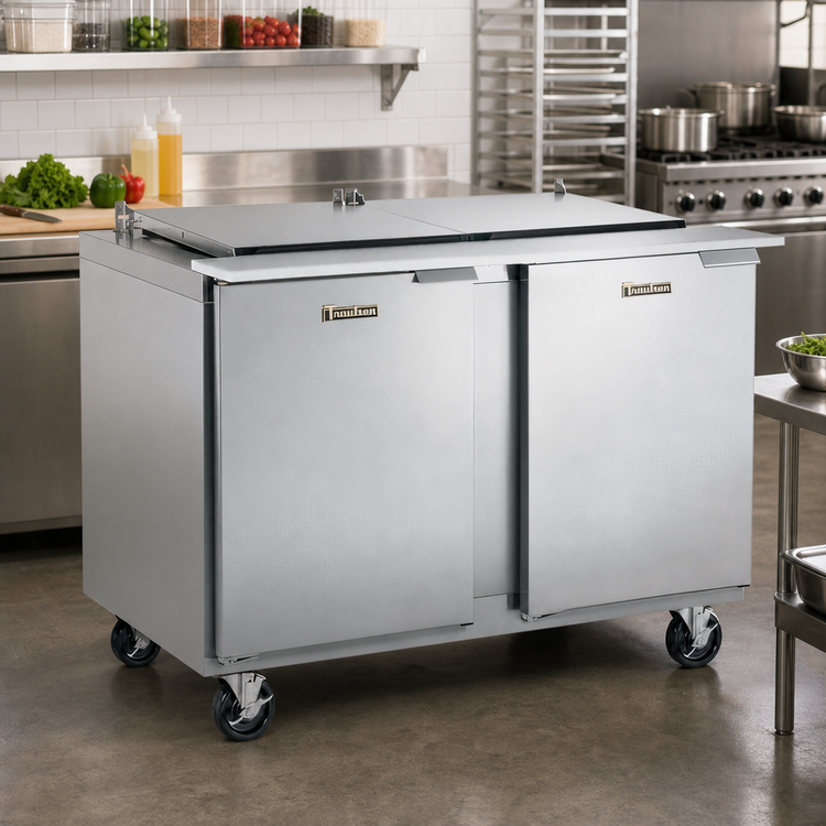Product image #2 for Dealer's Choice UST4818-LL-SB Mega Top Compact Prep Table Refrigerator, 2-Section, 48 Inches Wide