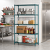 Thumbnail image #2 for Redipak Red-i-Pak 4-Tier Wire Shelving Unit, 36W x 24D x 63H, Stationary, Blue-Green Hybrid Epoxy