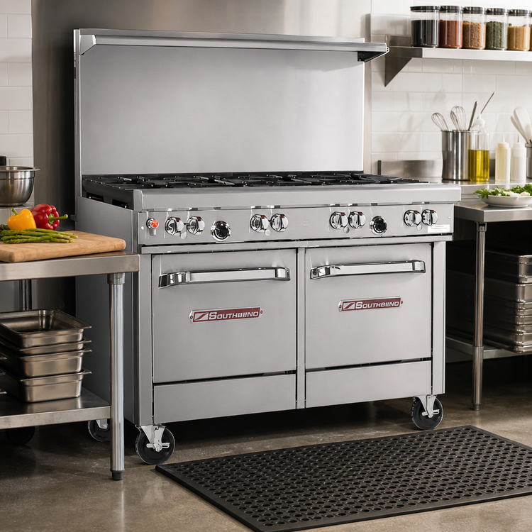 Product image #2 for Southbend Ultimate 48-Inch Commercial Gas Restaurant Range with 7 Burners, Convection Oven, and Cabinet Base