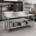 Thumbnail image #2 for Duke 120-Inch x 36-Inch Stainless Steel Work Table with 10-Inch Riser and Galvanized Undershelf