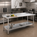 Thumbnail image #2 for Eagle Group Deluxe Series Stainless Steel Work Table with Rear Upturn and Adjustable Undershelf, 84-Inch W x 24-Inch D
