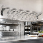 Thumbnail image #2 for Crestware GCHR16 16-Inch Bright Chrome Ceiling-Mounted Glass Hanging Rack Case of 72