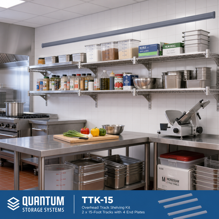 Product image #2 for Quantum TTK-15 Overhead Track Shelving Kit with 2 x 15-Foot Tracks and 4 End Plates