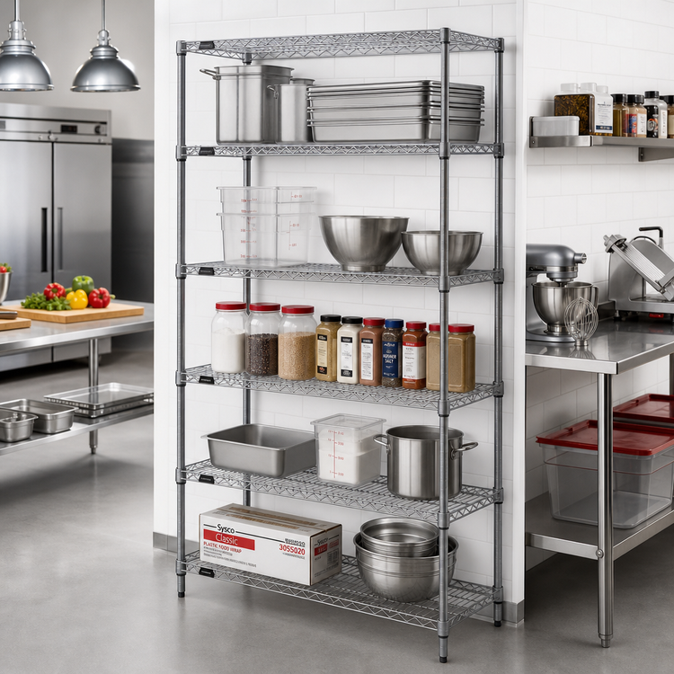 Product image #2 for Eagle Redipak 5-Tier Wire Shelving Unit, 36 x 24 x 74 Inches, Stationary, Pewter Gray Epoxy Finish