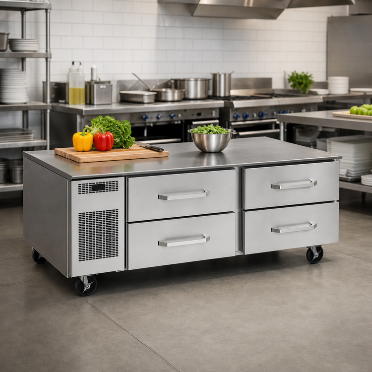 Product image #2 for Randell 38-Inch Single-Section Self-Contained Refrigerated Chef Base with 2 Drawers, Left-Side Compressor
