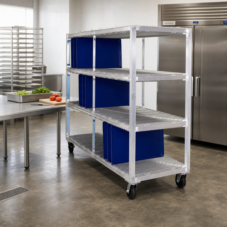 Product image #2 for New Age Mobile Aluminum Tray Drying Rack, 4-Tier, 160-Tray Capacity