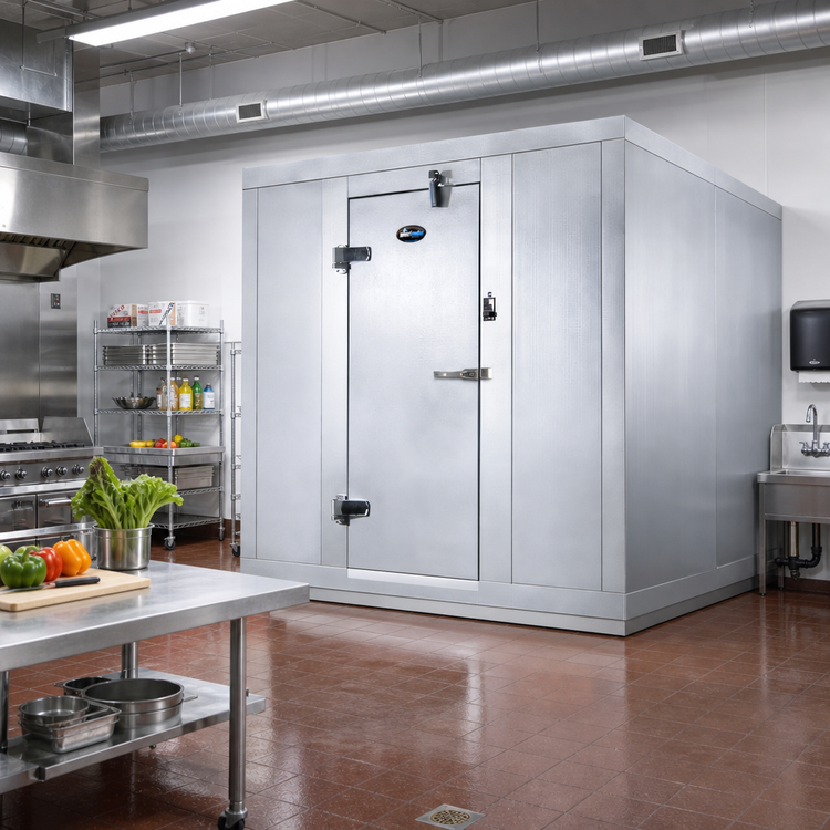 Product image #2 for AmeriKooler Quick Ship Outdoor Walk-In Freezer with Aluminum Floor and Remote R-448A Refrigeration, 7'-10" W x 9'-9 1/4" L x 7'-7" H