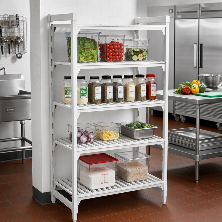 Product image #3 for Camshelving Premium 4-Tier Vented Stationary Polymer Shelving Starter Unit, 24 x 24 x 72 Inches, Speckled Gray