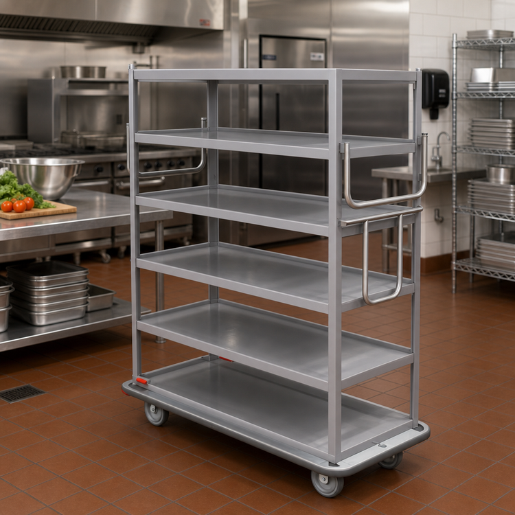 Product image #2 for Metro MQ-609L Queen Mary Cart with 6 Ledge Shelves, Stainless Steel, and 8-Inch Casters