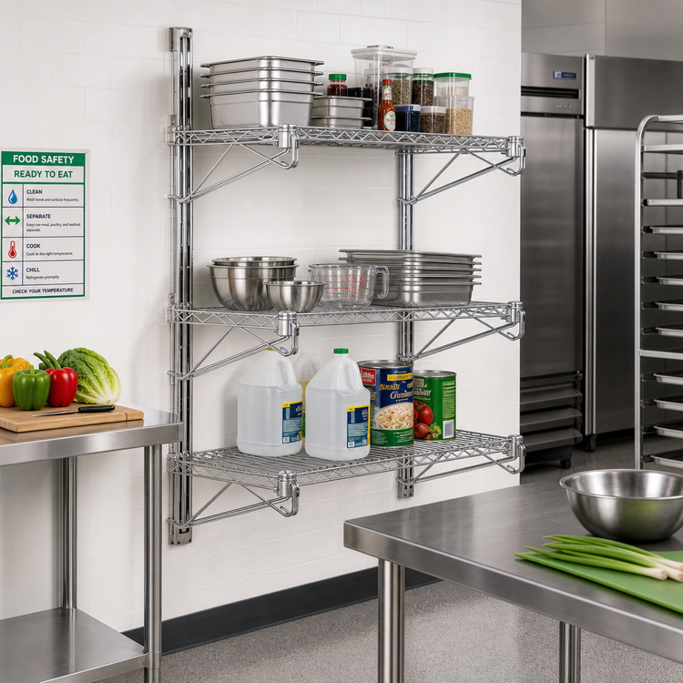 Product image #2 for Eagle Adjustable Post Wire Wall Mount Prepackaged End Unit for 24-Inch-Deep Shelves, Chrome, 54-Inch Posts