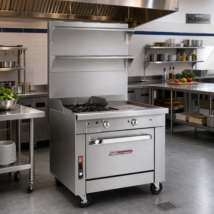 Product image #2 for Southbend Platinum 36-Inch Modular Heavy Duty Gas Range with 2 Open Burners and 24-Inch Thermostatic Griddle