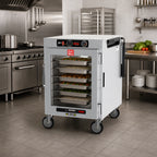 Thumbnail image #3 for Metro HotBlox™ HBCW8-ACPC-M Mobile Pass-Thru Holding Cabinet, Half-Height, 8-Pan, Clear Doors, Analog Control, 120V