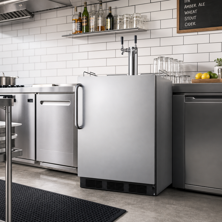 Product image #3 for Summit Commercial ADA-Compliant Counter-Height Dual-Tap Draft Beer Dispenser, 5.5 Cu. Ft., Built-In or Freestanding, Stainless Steel