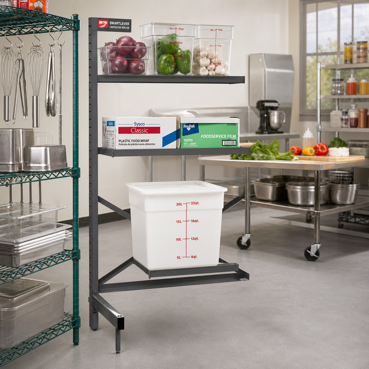 Product image #2 for Metro SmartLever Cantilevered Add-On Shelving Kit for 36W x 24D Shelves
