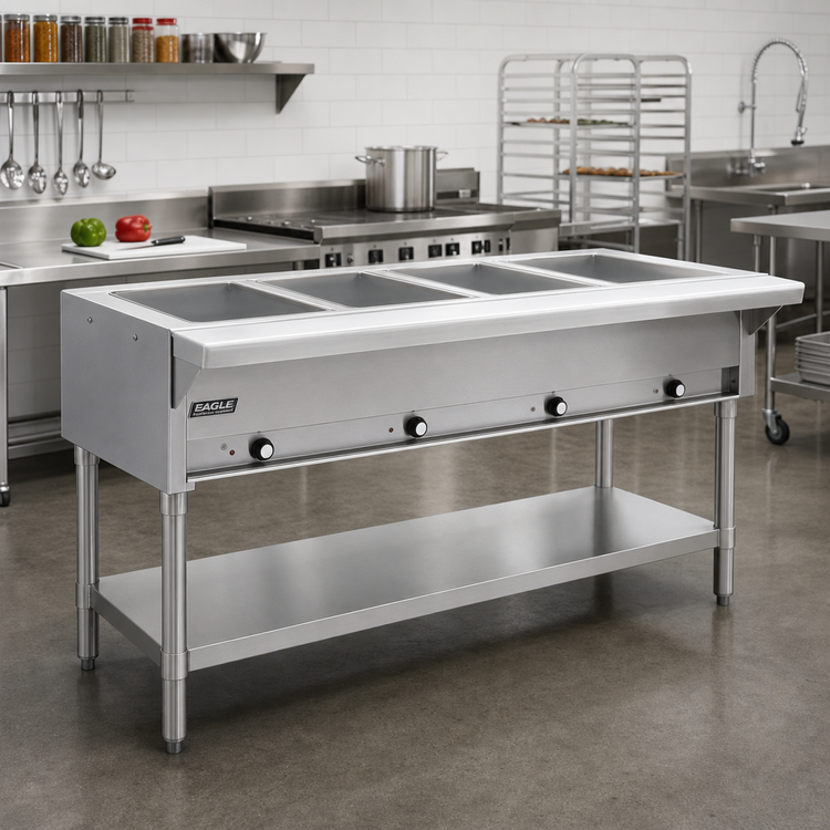 Product image #2 for Eagle Group Stationary Electric Hot Food Table, Open Base, 5 Dry Wells, 79-Inch Wide, 240V
